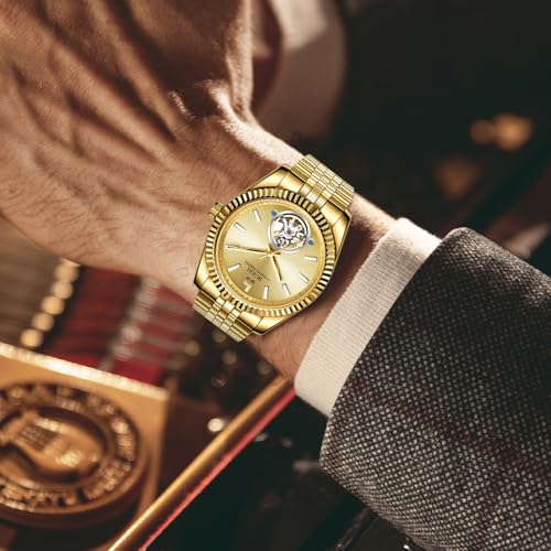 Image of BUREI Men's Classic Luxury Watch Stainless Steel Waterproof Machine Watch Fashion Double Watches Date Sapphire Crystal