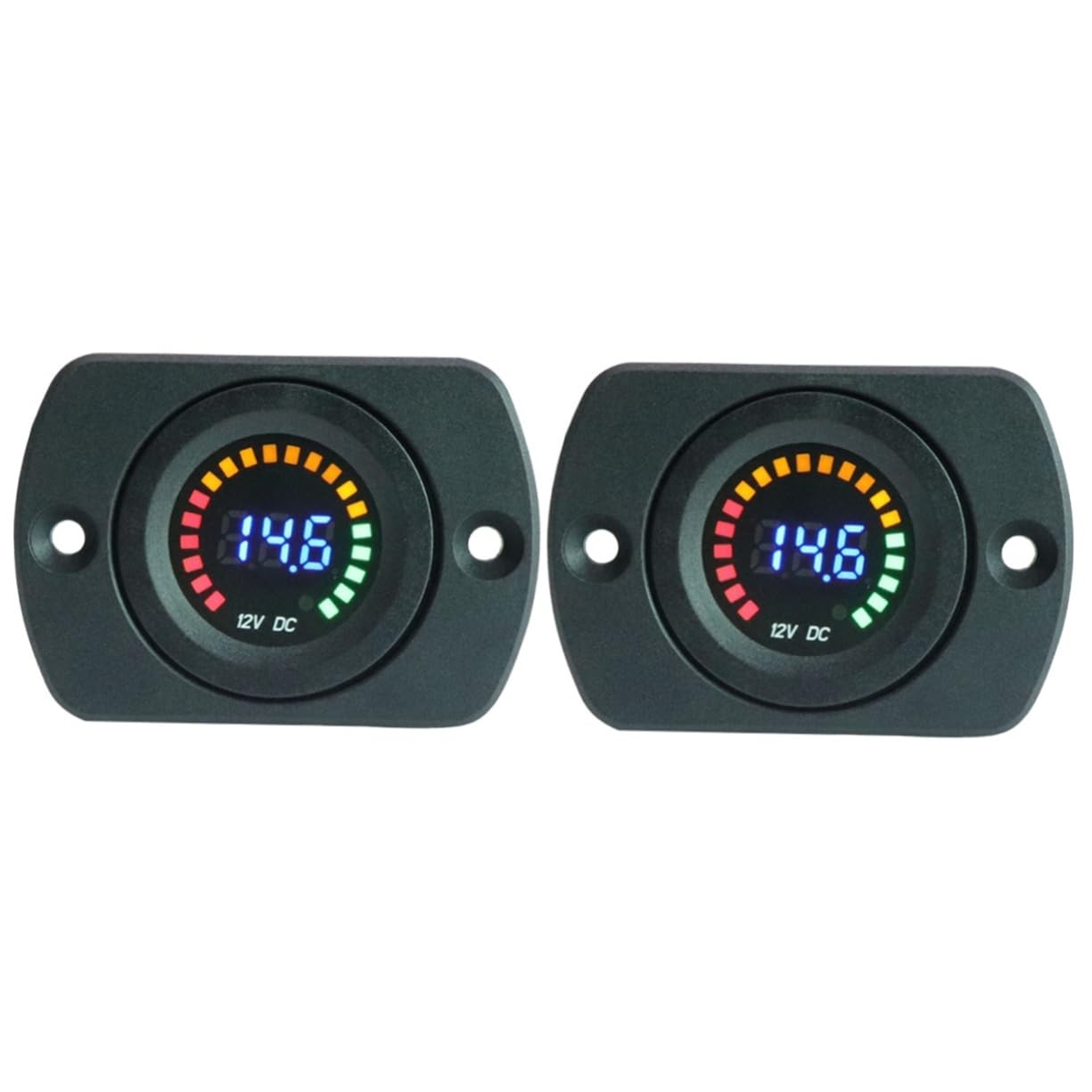 Gatuida 2piezas Voltímetro Digital De Pantalla Colorida Para Coche y Motocicleta Medidor De Voltaje De Batería Visualización Led Fácil Instalación y Compacto