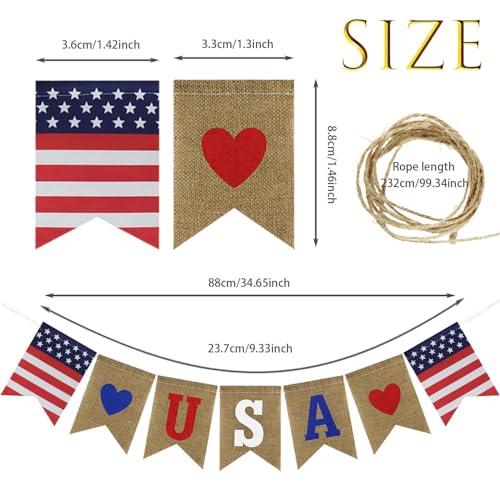 Image of 2 Pcs USA Independence Day Banner Celebration American Flag 4th of July Decorative Fireplace Red White Blue Theme Party Decoration Supplies Memorial Day
