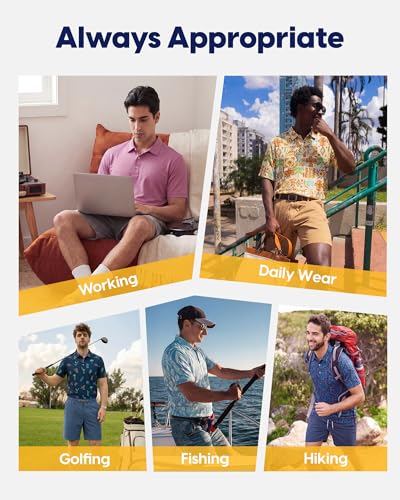 maamgic Men's UPF50+ Printed Golf Polo