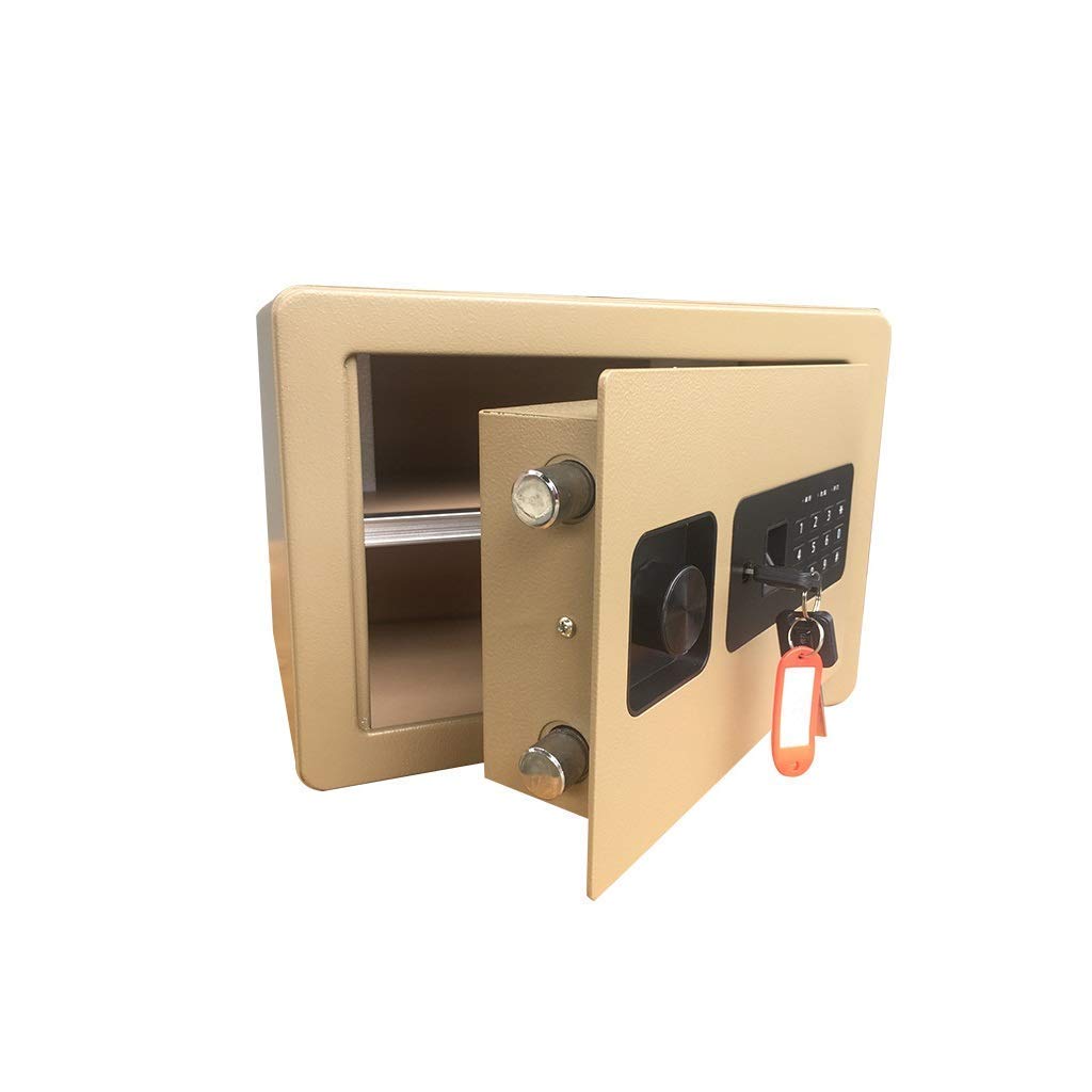 RLKHXBS Caja de Seguridad Safes Fireproof Digital Alarma incorporada Box de Dinero de Doble pisado Moneda Caja de Almacenamiento en Efectivo Gold35 * 25 * 25cm Safox