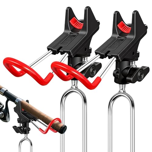 Leeko Rutenhalter, Angelrute Halter 2 Stück Edelstahl Universal Ruten Ständer 360°Verstellbar Angelrutenhalter Angelzubehör Boden Tragbar und Abnehmbar (Landgestützt)