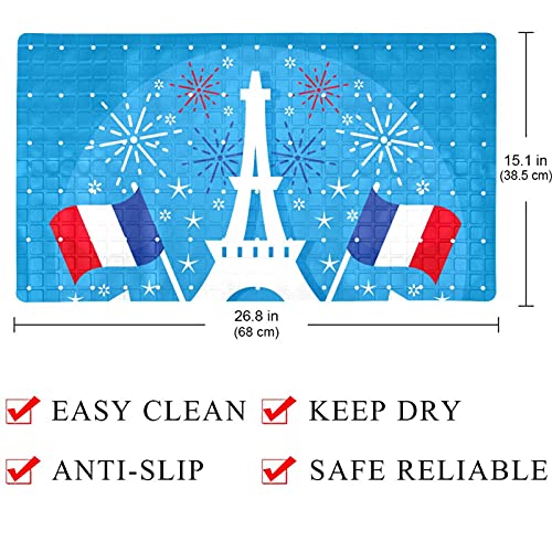 Tapis de douche antidérapant avec ventouses et trous de drainage