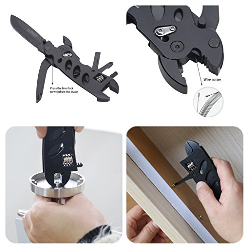 Multitool Wrench Adjustable Wrench Multi-tool Pocket Knife knife blade, Wrench, Screwdriver, Phillips Screwdriver Driver Bits Nylon Sheath LUTAVOY LY88