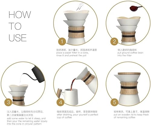 Miniatura 5 de Artisan Series Pour Over Juego de cafetera de cerámica Obras de arte de porcelana, cerámica, loza o vidrio, jarra de café de goteo de mano de 19 oz