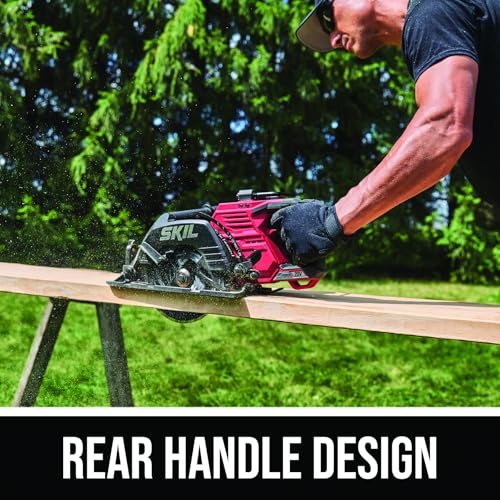 SKIL 2x20V PWR CORE 20 Brushless 7-1/4” Rear Handle Circular Saw Kit Includes Two 5.0Ah Batteries and Dual Port Auto PWR Jump Charger-CR5429B-20, Red - Thumbnail 6