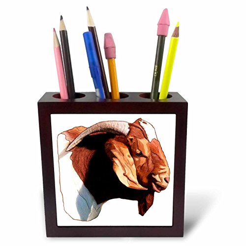 3dRose ph_1260_1 Boer Doe Goat Head Tile Pen Holder, 5-Inch
