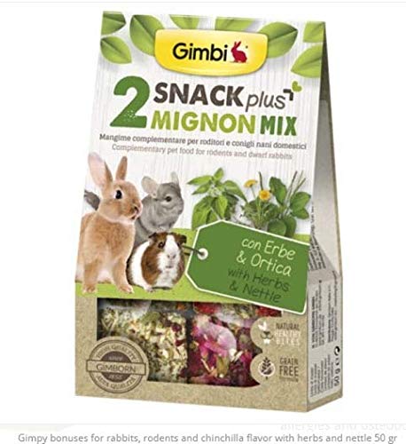 Gimbi Snack Plus Snack Grain Free Snack für Kaninchen für Nager 50g (Mix2 Kräuter & Brennnessel Würfel) thumbnail