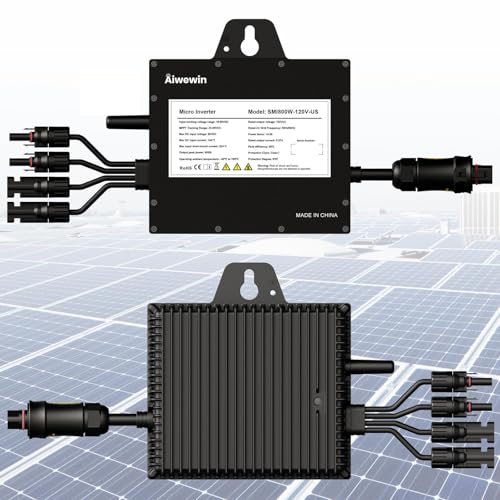 Solar Grid Tie Micro Inverter 800W SMI800W 120V AC Grid-Tied Output with WiFi Smart App Tracking 96% Efficiency Pure Sine Wave Inverter for Family Residence Home & Small Business Energy Saving