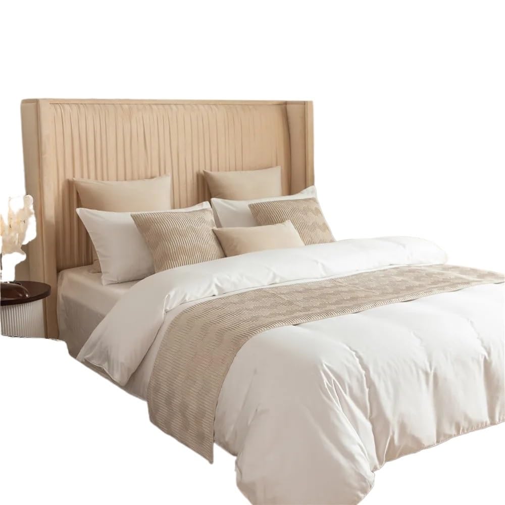 GBMITING Bed Runner, Bed Scarf Velvet Wavy Pattern Bed Runner Throw Home Hotel Decoration Flag Wedding Bedroom Tail Towel(Beige,45X210cm runner 1pc)