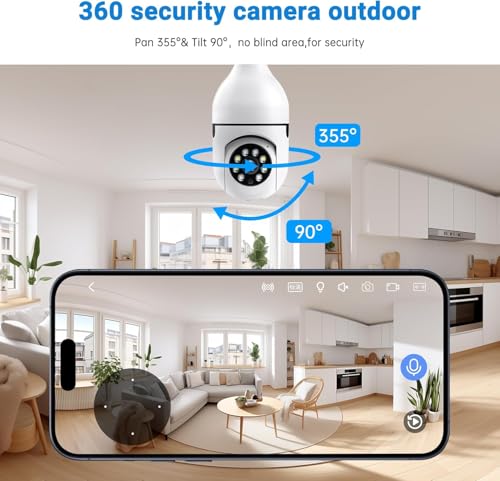 Light Bulb Security Camera -5G& 2.4GHz WiFi 2K Security Cameras Wireless Outdoor Alarm,Two-Way Talk,Color Night Vision,Human Motion Sensor,Easy Install, Camera Light Bulb for Home Security (2 Pack) by GBIUT - Used condition - Image 2