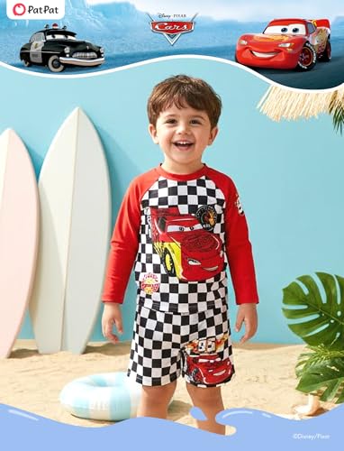 Image of Disney Marvel Spiderman Swimsuit Rash Guard Shirt & Swim Trunks Stitch Boys Swim Set UPF 50+ Summer Kids Bathing Suit 3M-13T