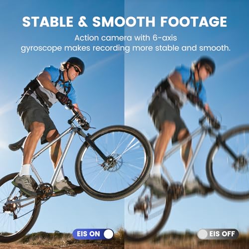Action Camera 4K 60FPS 48MP, EIS Sports Camera with 128GB Card,131FT Underwater Waterproof Camera with Case, 2inch Touch Screen, 8X Zoom, Remote Control, Batteries & Mounting Kits - Image 4