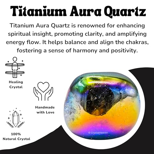 Image of Certified Titanium Aura Quartz Crystal Healing Tumbled Stone, Natural Polished Crystals for DIY Crafts, Manifestation, Meditation, Pooja Feng Shui and Reiki Healing (30 Grams)
