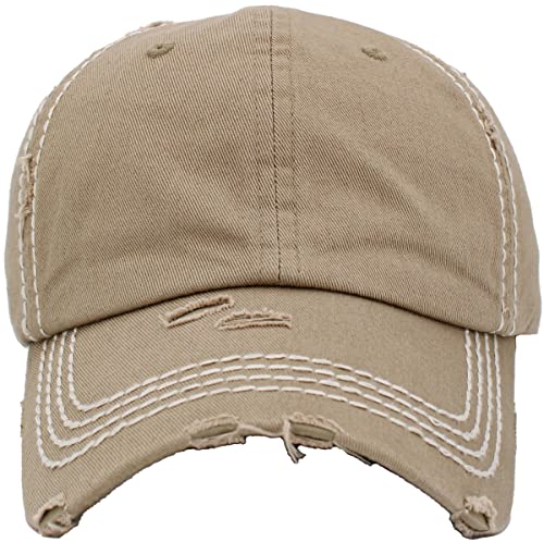 Image of KBETHOS Vintage Washed Distressed Cotton Dad Hat Baseball Cap Adjustable Polo Trucker Unisex Style Headwear