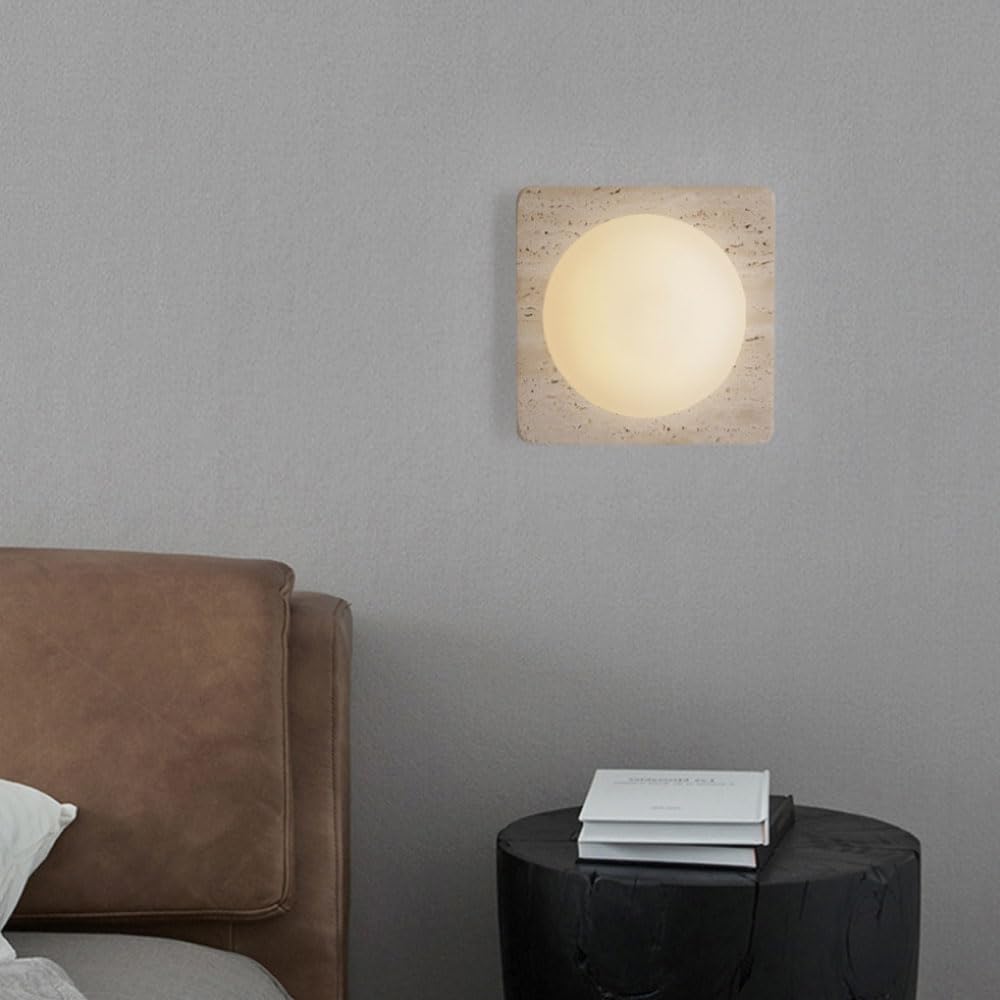 Aplique de pared travertino amarillo con fuente luz G4