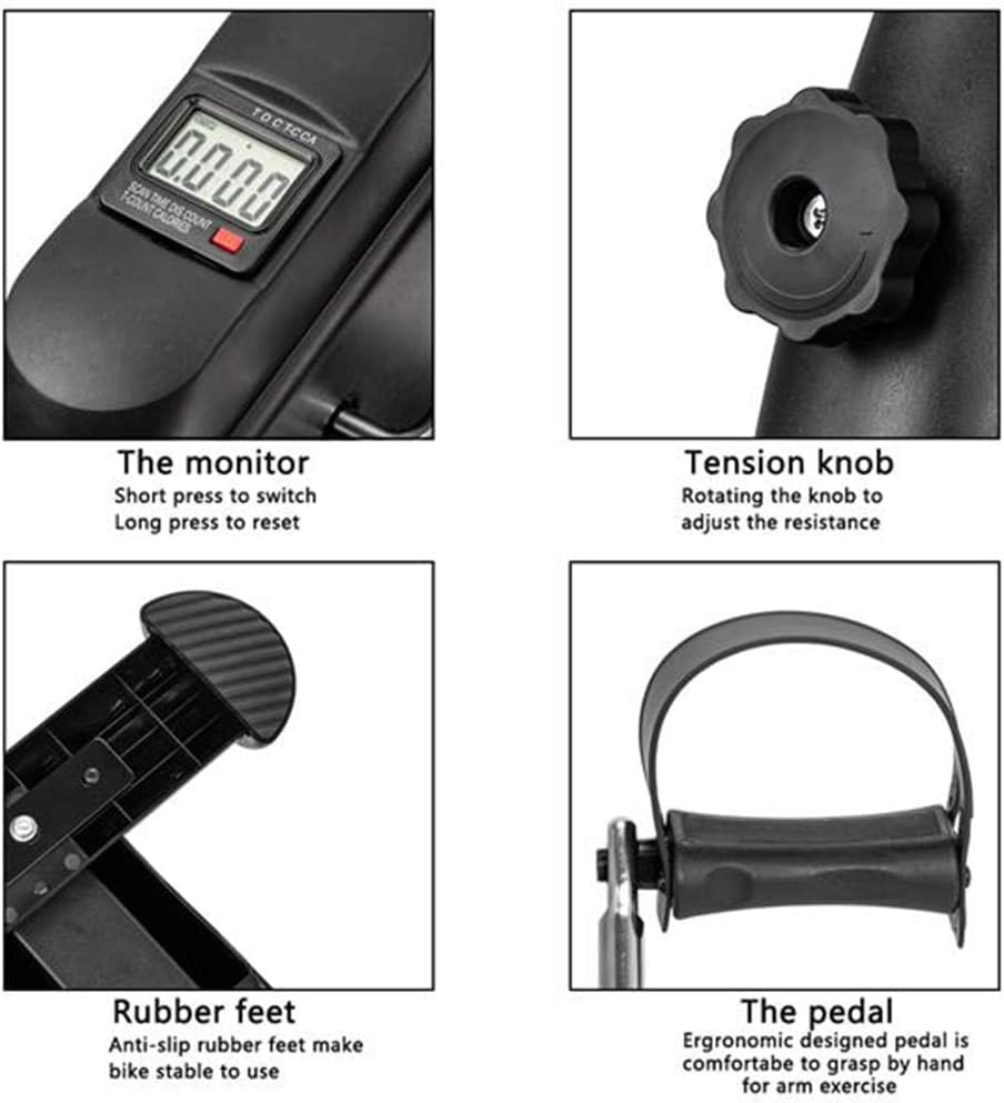 Minifiets, mini-hometrainer Beenmachine Digitaal onder bureaufiets Voetcyclus Arm- en beenpedaalmachine met LCD-scherm, inclusief antislipmat - Afbeelding 8
