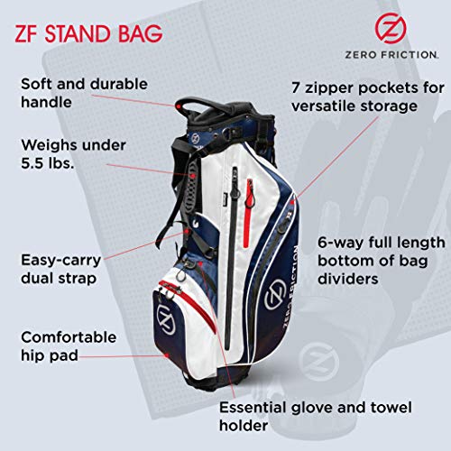 Zero Friction Bolsa de golfe azul-marinho com suporte de golfe, toalha de golfe de 101,6 cm e luva d