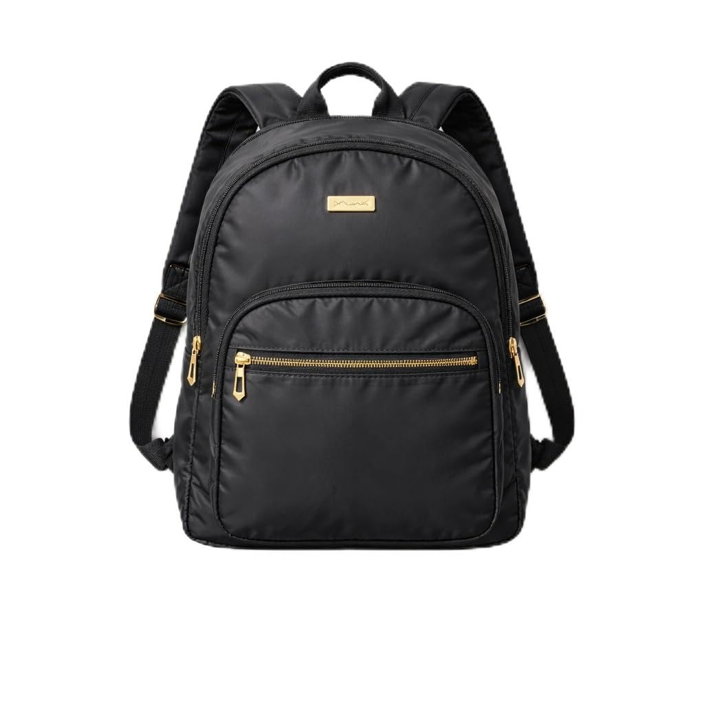 mork meili Girls Backpack, Black Nylon, Gold-Tone Hardware, Casual Daypack-picture-46