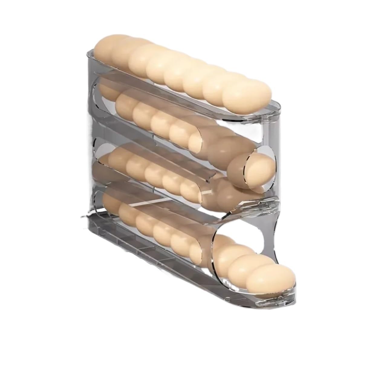 YCENJEPSAZ Transparent Egg Storage Box Large Capacity Refrigerator Side Door 4-layer Ladder Egg Box Space-saving Egg Holder Rack Kitchen(Transparent Gray)