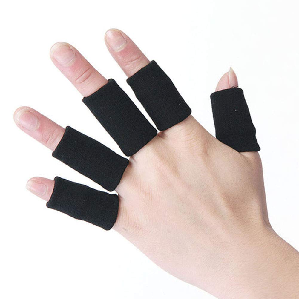 Hot Deals 10Pcs Athletics Stretchy Finger Protector Sleeves Thumb Brace Support Arthritis Sports Aid for Basketball, Tennis, Baseball, Volleyball, Badminton (Black)