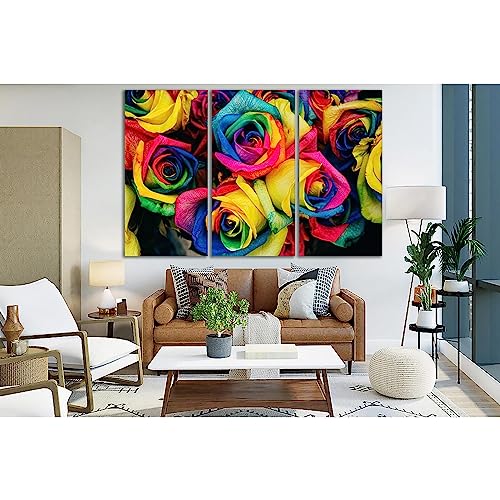Impression sur toile roses colorées ZELLART grand tableau prêt à poser pour habiller un grand mur