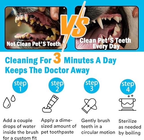 Bileumec 360° Brosses à Doigts pour Chien et Chat en Silicone Souple pour Animaux de compagnie Nettoyage de Dents Lot de 4 - Image 4