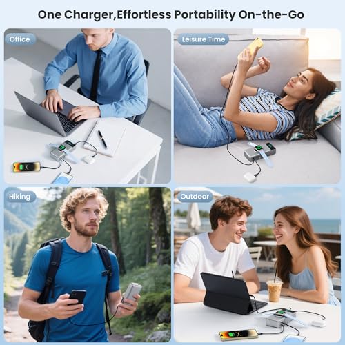 Image of 5-in-1 Portable Charger for iPhone,40800mAh Power Bank Built-in Retractable Cable and iWatch Charger,25W PD QC4.0 Fast Charging Battery Pack,Travel Essential Phone Charger for iPhone 17 /16 /15,Android