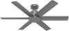 Hunter 44 inch Outdoor or Indoor Ceiling Fan No Light - White Ceiling Fan without Light, For Patio, Porch, Garage, or Living Room, Standard Mount, 6 Blades, Wall Control - Kennicott 59614, Fresh White