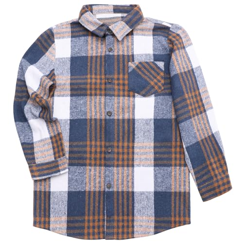 storeofbaby Boys Casual Button Down Shirts Kids Long Sleeve Plaid Blouses Shacket Jacket 7-15 Years3