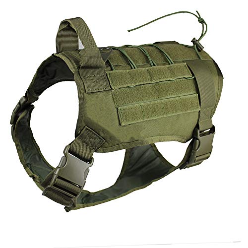 zuoxiangru Tactical Service Dog K9 Working Dog Vest Outdoor Training Hunting Water-Resistant Military Patrol Dog Harness with Handle (M, Army Green)