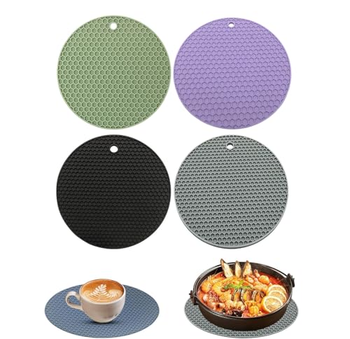 4PCS Silicone Trivet Mats Resistant Non Slip Hot Pads,Trivets for Round Hot Dishes Multi-Purpose Heat Resistant Pot Holders for Hot Pans,Countertop,Table Food Grade Silicone & BPA Free (Mix2)