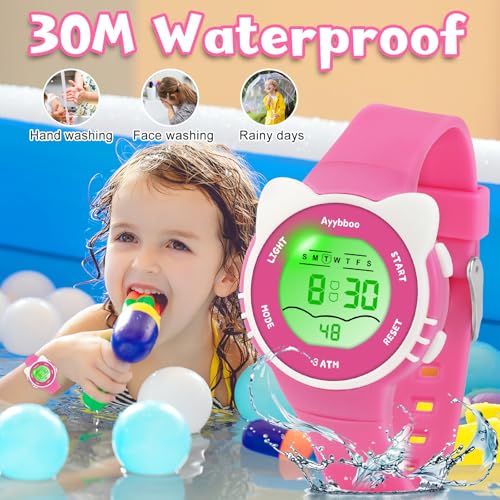 Image of Kids Digital Analog Watches for Girls Boys, 7 Color Lights Waterproof Cute Wristwatches for Kids with Alarm Stopwatch, Great Present for Girls Boys Ages 5-13