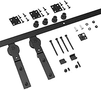 Vista 47 de Kit de herrajes para puerta corrediza de granero de 28 pulgadas, suave y silenciosamente, resistente, simple y fácil de instalar para 4 puertas