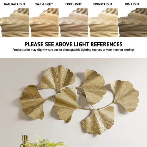 Madison Park Wall Art Living Room Décor Faye Metal Foil Ginkgo Leaf Large Home Accent Modern Inspired Dining, Bathroom Decoration Ready to Hang Ornament for Bedroom, 43" W x 23.5" H x 1.6" D, Gold - Image 3
