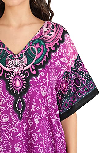 Image of Miss Lavish London Kaftan Dresses for Women Plus Size Long Batwing Sleeve Caftans, V Neck Moo Moo Printed Beach Cover Up Maxi Beach Dress, Bathing Suit Cover-Up Loungewear
