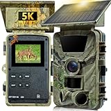 LANTOOCAM Solar Trail Camera, 5K WiFi Game Camera, 5200mAh Forever Power, 64GB SD Card, IP66 Waterproof,120° Wide Angle Night Vision for Outdoor Detection, Monitoring Trail Cameras, H.264 MP4 Video