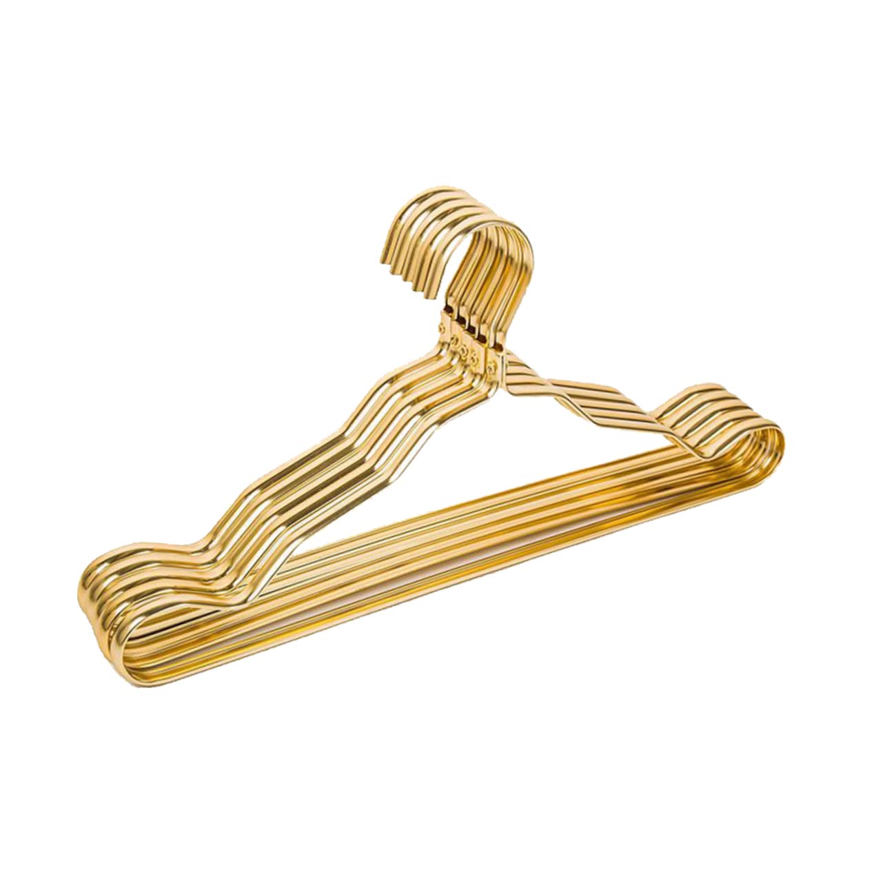 ULTECHNOVO 5Pcs Non Slip Aluminum Alloy Hanger Golden Coat Hangers for Adult Clothing Stylish and Closet Organizer for Home Use