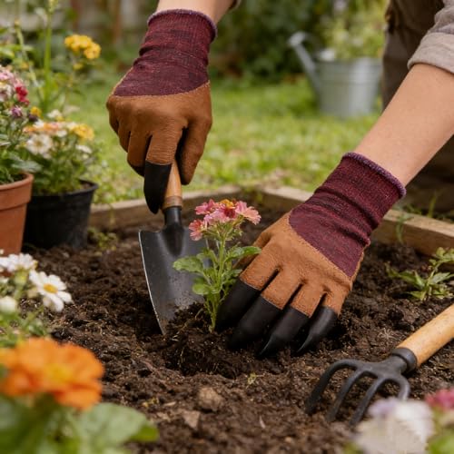 Image of Gardening Gloves with Claw, Waterproof, Universal Fit，(Green) | For planting,digging,weeding,and seeding,Men and women universal fit,Outdoor Work with Grip,waterproof design for garden work