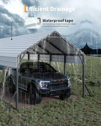 13 ft x21 ft x11 ft Oversized Metal Carport, Steel Heavy Duty Car Ports for All-Weather, Tall Carport for Full-Size Pickup Trucks, Boats, and Tractors, N.W. 660 LBS