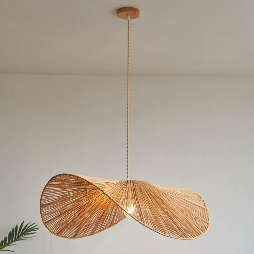 CSSYKV Vintage Hemp Rope Pendant Lamp Southeast Asian Style Geometry Shape Dome Hand-Wove Light Fixtures Adjustable Hanging Light Ceiling Lighting Fixture for Living Room Kitchen Farmhouse Bedroom