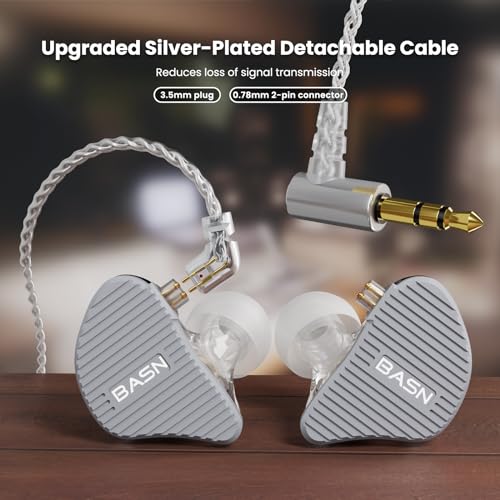 Image of BASN Mix-PD in Ear Monitor,Planar Driver+Dynamic Driver 2-Pin Cable,Grey