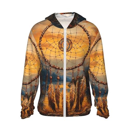 UPF 50+ Sun Protection Hoodie Long Sleeve Native American Dream Catcher Sun Shirt Rash Guard Fishing Shirts for Men