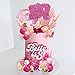 Hot Pink Girl Cake Toppers with Pink and Gold Butterfly Balls Cake Topper for Wedding Baby Shower Anniversary Girl Birthday Themed Party Supplies (Style 1)