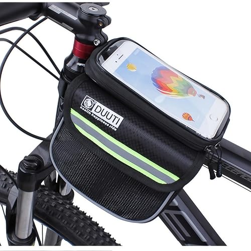 Kriopy Bike/Bicycle Phone Front Frame Bag, Bike Bag,Phone Touchscreen Bicycle bag,Waterproof, Top Tube Bag,Cycling Pouch, Mountain Biking/Road Cycling Accessories for Phone storage under 5.7” (Green)
