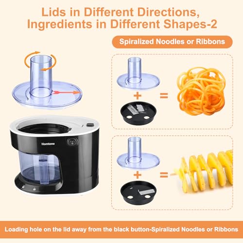 Homtone-4-in-1-Vegetable-Spiralizer-for-Noodles-6-Cup-Electric-Slicer-for-Vegetables-and-Fruit-Making-Zucchini-Spiralizer-Noodle-Ribbons-Slice-and-Julienne-300W-Black