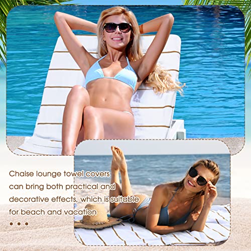 Redbaker ARI-REDBAKER-231 4 Pack Pool Chair Covers Towel Chaise Lounge Cushion Cover With Top And Side Pockets Cotton Oversized Beach Chair Towels thumb #4