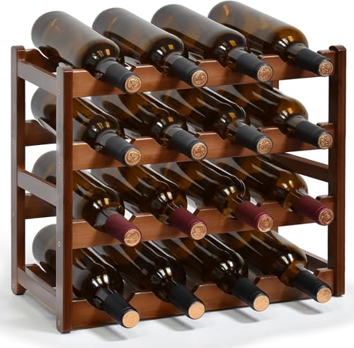 Lista de Producción de vino los 10 mejores. 10 ALLSOLA Estante de Vino, 4 Plantas, Estante de Botellas de Vino, con Capacidad para 16 Botellas, Adecuado para Cocina Familiar, Restaurante, Despensa, Armarios, Bares