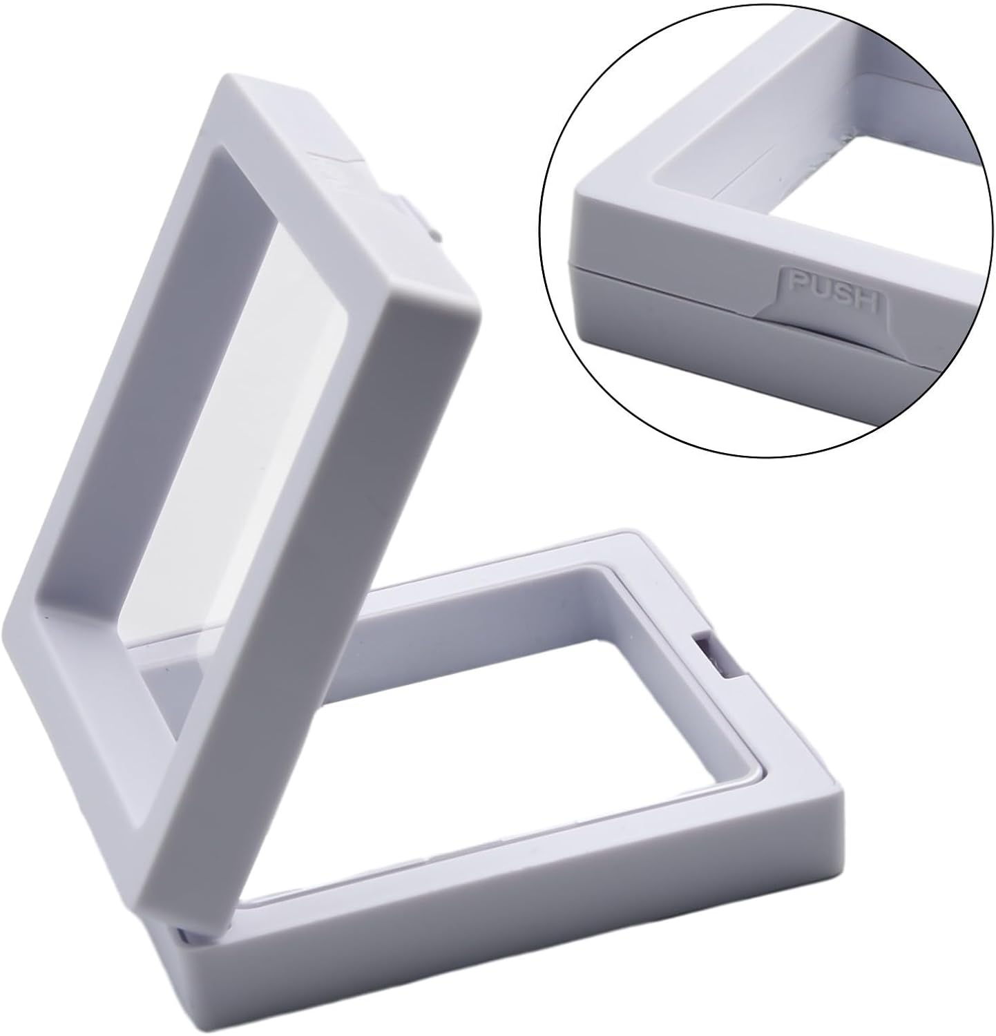 Coin Display Holder 70mm & Medals, 3D Floating Suspended Storage Box Stamps, Jewelry, Casino Chips, Souvenirs – 10-Pack, Black/White/Gray/Orange/Rose Red/Light Yellow(white)