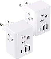 Vista 1 de [Paquete de 2] Adaptador de enchufe de viaje europeo - Adaptador de enchufe internacional con puertos de carga USB (1 USB C), adaptador de corriente